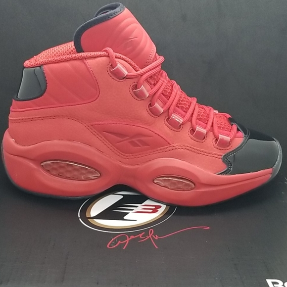 men's reebok question mid patent basketball shoes